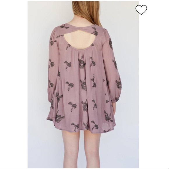 Free People Embroidered Austin Mini Dress long sleeve floral boho - Picture 11 of 15
